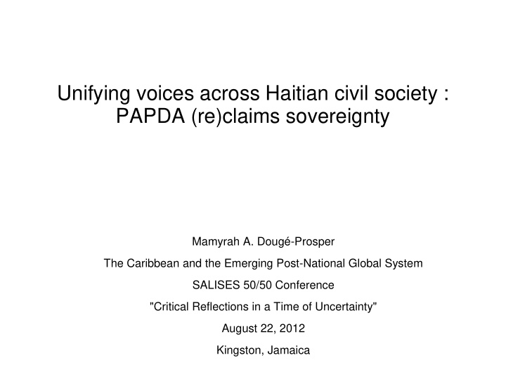 unifying voices across haitian civil society