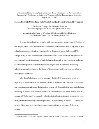 International Security, Multilateralism and World (Dis)Order: Is there a Southern Perspective?