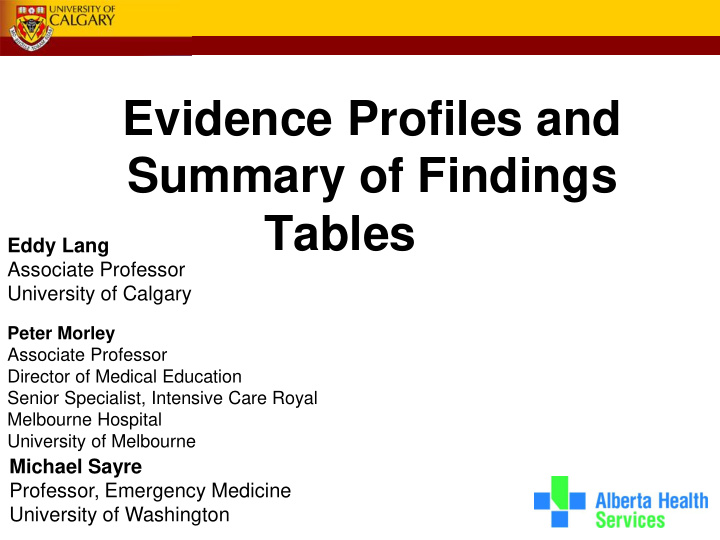 evidence profiles and