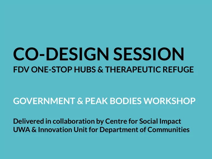 co design session