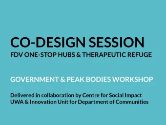 CO-DESIGN SESSION  FDV ONE-STOP HUBS &amp; THERAPEUTIC REFUGE  GOVERNMENT &amp; PEAK BODIES