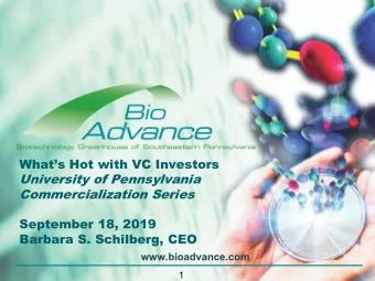 Whats Hot with VC Investors  University of Pennsylvania  Commercialization Series  September 18,