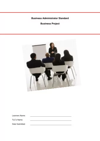 Business Administrator Standard  Business Project  Learners Name: