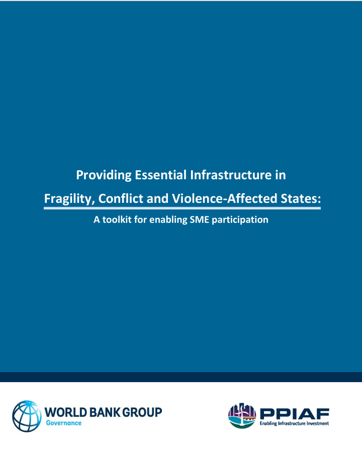 providing essential infrastructure in fragility conflict