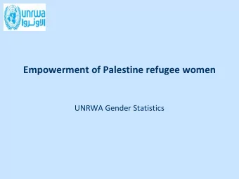 Empowerment of Palestine refugee women UNRWA Gender Statistics  Outline   About UNRWA   UNRWA