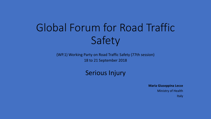 global forum for road traffic