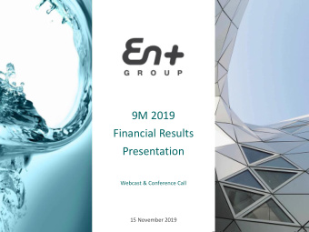 9M 2019  Financial Results  Presentation  Webcast &amp; Conference Call  15 November 2019