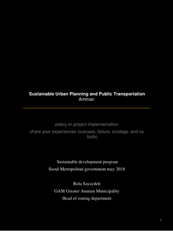Sustainable Urban Planning and Public Transportation  Amman  policy or project implementation