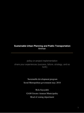 Sustainable Urban Planning and Public Transportation  Amman  policy or project implementation