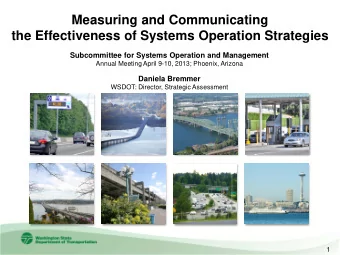 Measuring and Communicating  the Effectiveness of Systems Operation Strategies  Subcommittee for