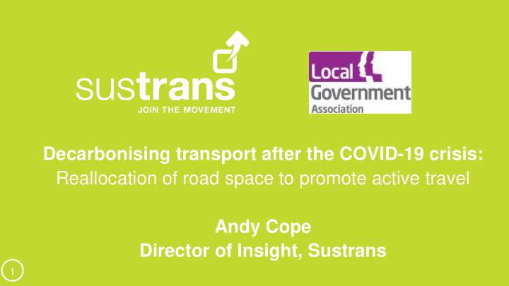 decarbonising transport after the covid 19 crisis
