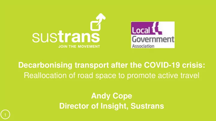 decarbonising transport after the covid 19 crisis