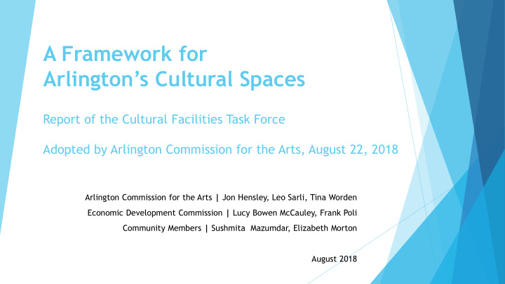 a framework for arlington s cultural spaces