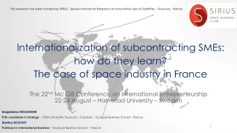 Internationalization of subcontracting SMEs:  how do they learn?  The case of space industry in