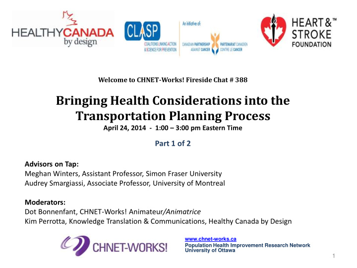bringing health considerations into the transportation
