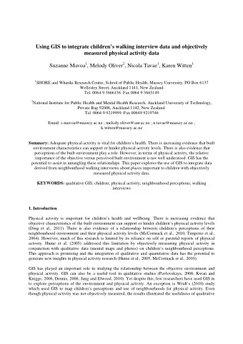 Using GIS to integrate childrens walking interview data and objectively  measured physical