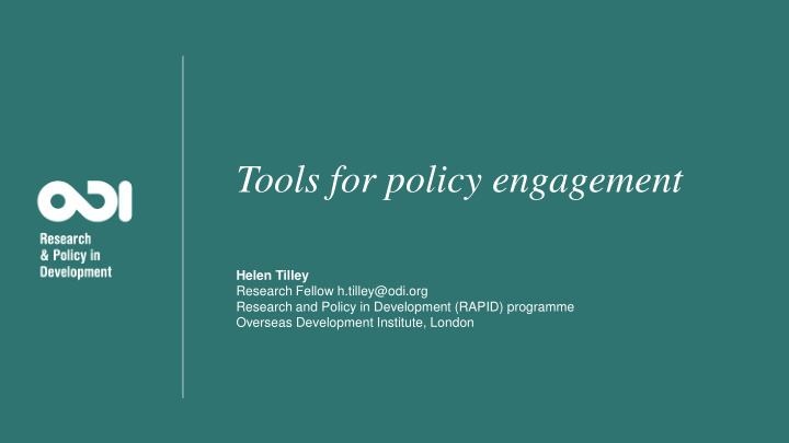 tools for policy engagement