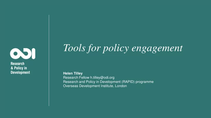 tools for policy engagement