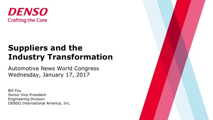 suppliers and the industry transformation