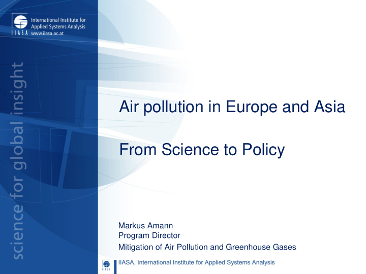 air pollution in europe and asia from science to policy