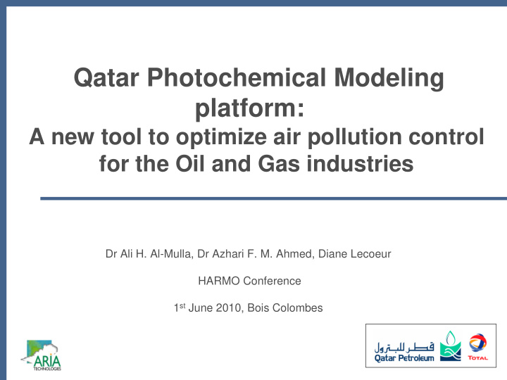 qatar photochemical modeling