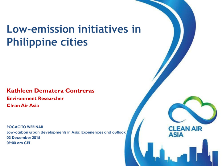 low emission initiatives in philippine cities