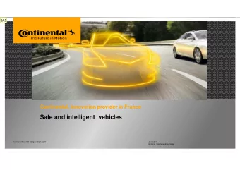 Safe and intelligent  vehicles  www.continental-corporation.com  08/09/2017  External