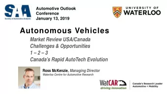 Autonomous Vehicles  Market Review USA/Canada  Challenges &amp; Opportunities  1  2  3