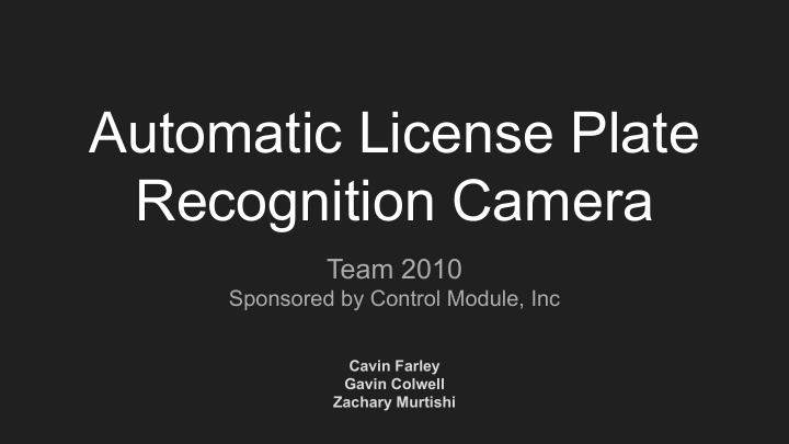 automatic license plate recognition camera
