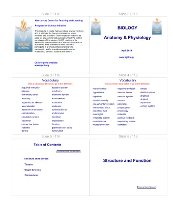 Structure and Function  Tissues  Organ Systems  Homeostasis  Return to Table of Contents