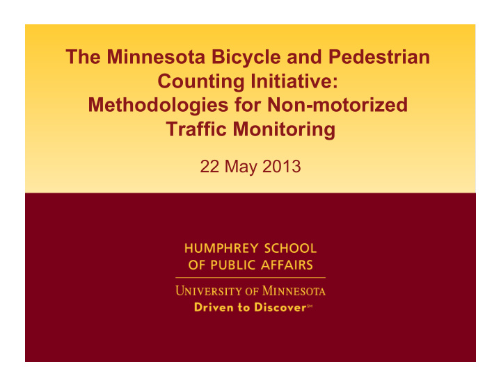 counting initiative methodologies for non motorized