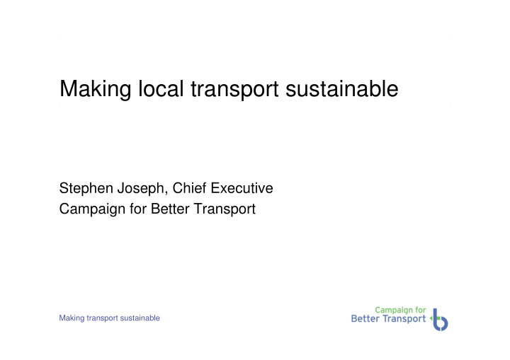 making local transport sustainable