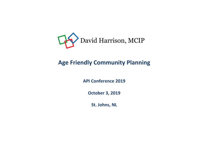 age friendly community planning