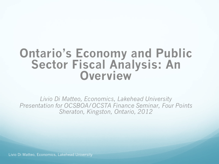 sector fiscal analysis an overview livio di matteo