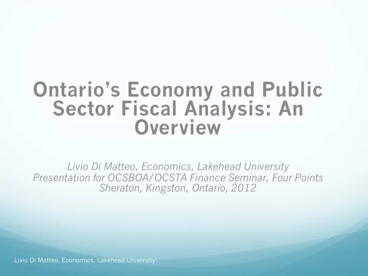 sector fiscal analysis an overview livio di matteo