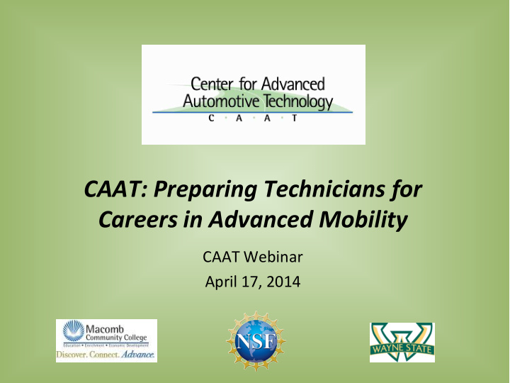 caat preparing technicians for careers in advanced