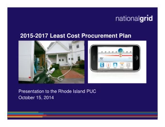 2015-2017 Least Cost Procurement Plan  Presentation to the Rhode Island PUC  October 15, 2014