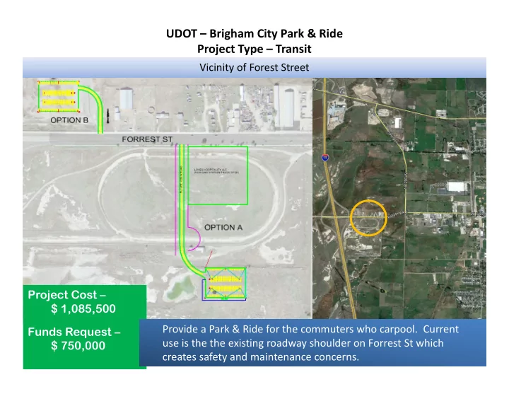 udot brigham city park ride project type transit