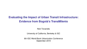 Evaluating the Impact of Urban Transit Infrastructure:  Evidence from Bogots TransMilenio