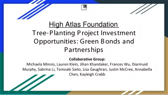 High Atlas Foundation  Tree-Planting Project Investment  Opportunities: Green Bonds and