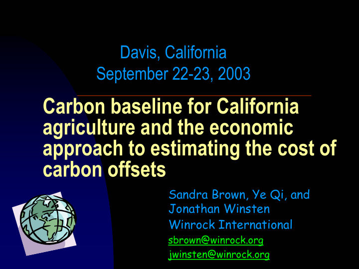 carbon baseline for california agriculture and the