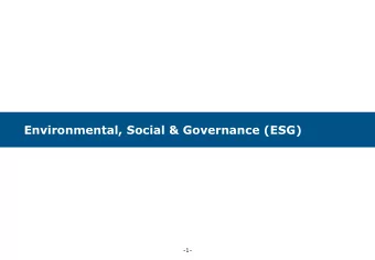Environmental, Social &amp; Governance (ESG)  -1-  ESG  Investment risks of climate change