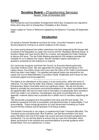 Scrutiny Board  ( Transforming Services)  Session  Three ;24 November 2005  Subject  The