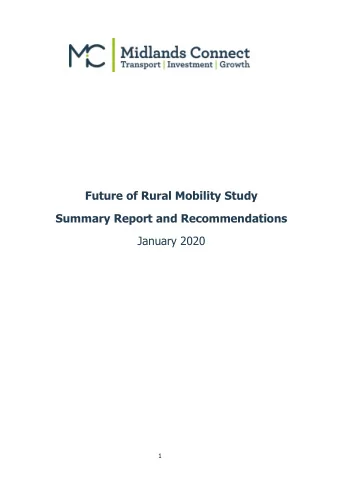 1  1.0  Introduction  The future of mobility can reinvigorate the economic vitality of rural towns