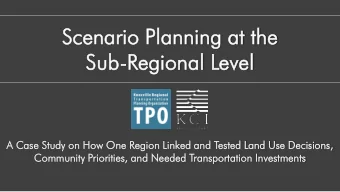 Sc  Scenar  enario  io Pl  Plan  anning  ning at  at the  the  Sub  Sub-Regi  egional L  onal Leve