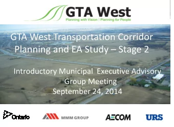 GTA West Transportation Corridor  Planning and EA Study  Stage 2  Introductory Municipal