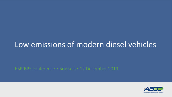 low emissions of modern diesel vehicles