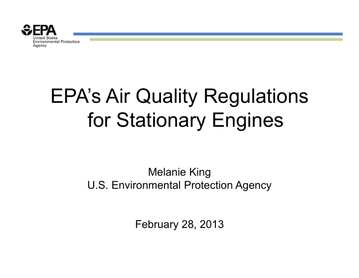 epa s air quality regulations for stationary engines for