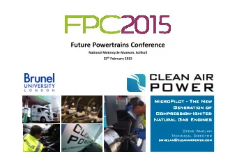 Future Powertrains Conference  National Motorcycle Museum, Solihull 25 th February 2015