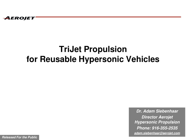 for reusable hypersonic vehicles